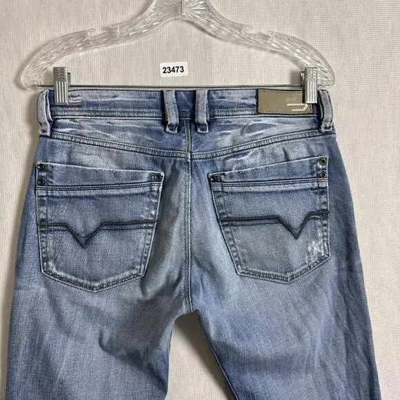 Diesel Men's Size 28x30 Blue Distressed Denim Y2K Straight Leg Jeans